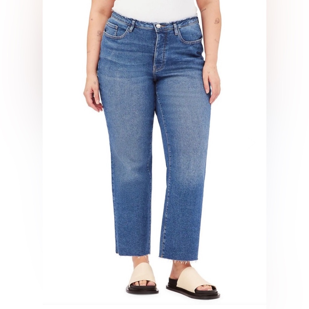 Warp + Weft YVR Vancouver Straight Jeans Size 6/28 Frayed Button Fly Denim